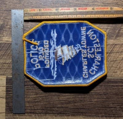 Charleston SC Police Patch Vintage Charles Towne 1670 Embroidered Blue & Gold - Thumbnail 2