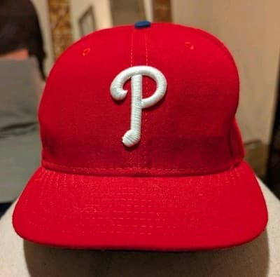 New Era 59FIFTY Philadelphia Phillies Fitted Hat 7 3/8 Red MLB On-Field Cap - Image 1