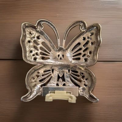 Brighton Fly By Night Butterfly Nightlight Cover Silver Plated Filigree Scroll - Thumbnail 2
