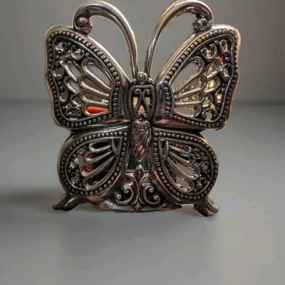 Brighton Fly By Night Butterfly Nightlight Cover Silver Plated Filigree Scroll - Image 1