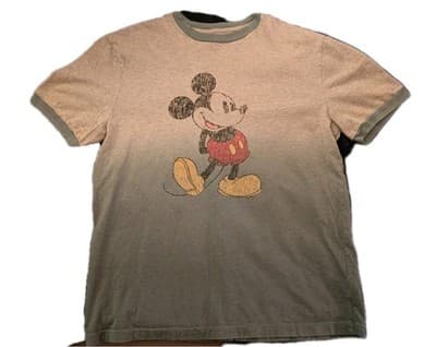 Disneyland Walt Disney World Mickey Mouse Ringer T-Shirt Medium M Heather Fade - Image 1