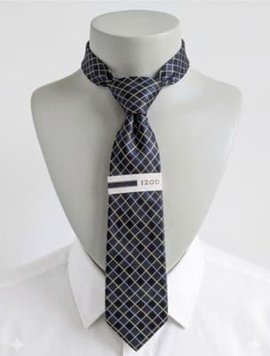 IZOD Men's Navy Blue & Gold Geometric Grid Silk Tie - Image 1