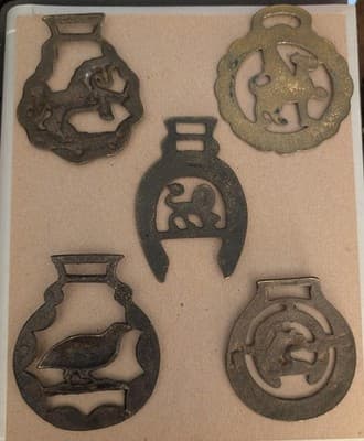 Vintage Set of 5 English Horse Brasses -Made in England - Thumbnail 6