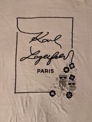 Karl Lagerfeld Paris Women’s Medium White Graphic Designer Logo T-Shirt - Thumbnail 3