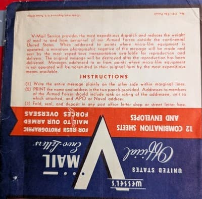 WWII V-Mail Letter Set - Official Victory Mail Envelopes 12 Sheets Vintage 1940s - Thumbnail 3