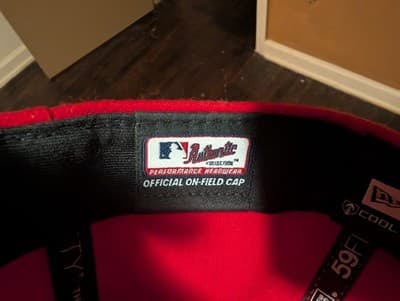 New Era 59FIFTY Philadelphia Phillies Fitted Hat 7 3/8 Red MLB On-Field Cap - Thumbnail 9