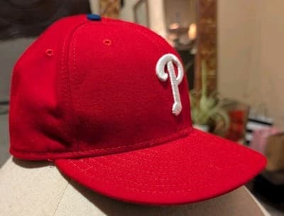 New Era 59FIFTY Philadelphia Phillies Fitted Hat 7 3/8 Red MLB On-Field Cap - Thumbnail 4