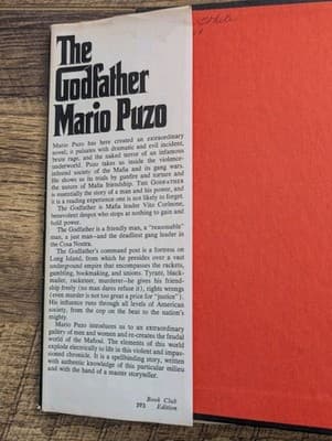The Godfather by Mario Puzo 1969 Book Club Edition Hardcover w/ Dust Jacket - Thumbnail 2