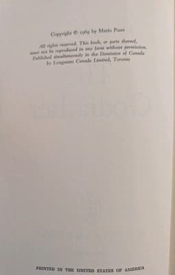 The Godfather by Mario Puzo 1969 Book Club Edition Hardcover w/ Dust Jacket - Thumbnail 4
