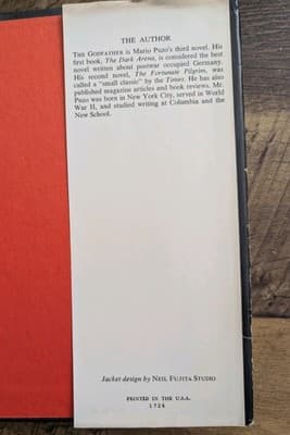 The Godfather by Mario Puzo 1969 Book Club Edition Hardcover w/ Dust Jacket - Thumbnail 6