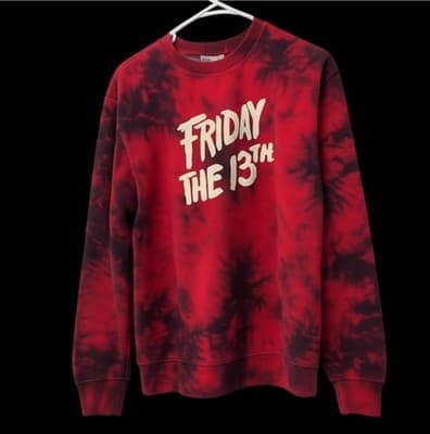 Vans x Friday the 13th Jason Voorhees Tie Dye Sweatshirt Horror Mens M Red Black - Image 1