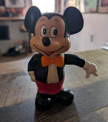 Vtg Mickey Mouse Bank - Walt Disney Productions - Made in Korea - Orange Tie - Thumbnail 3