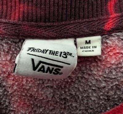 Vans x Friday the 13th Jason Voorhees Tie Dye Sweatshirt Horror Mens M Red Black - Thumbnail 2