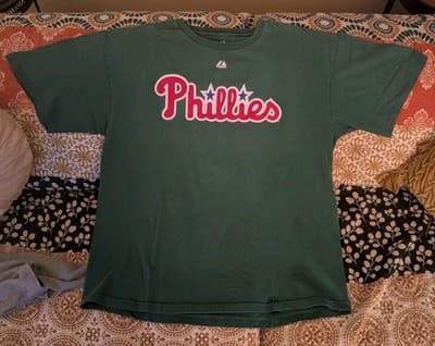 Chase Utley Philadelphia Phillies Majestic Green T-Shirt MLB Shirsey XL - VGC - Thumbnail 3