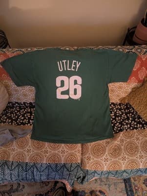 Chase Utley Philadelphia Phillies Majestic Green T-Shirt MLB Shirsey XL - VGC - Thumbnail 6