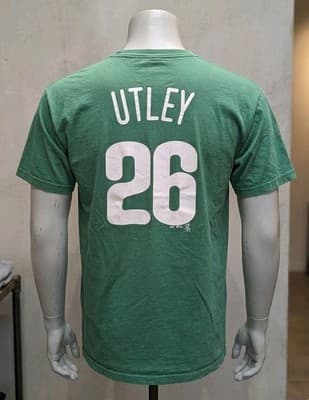 Chase Utley Philadelphia Phillies Majestic Green T-Shirt MLB Shirsey XL - VGC - Thumbnail 2