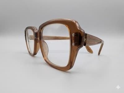 Vintage USS Ar-20 Brown Oversized Square Eyeglasses Frames Retro Optical Glasses - Thumbnail 5