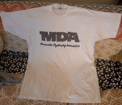 Vintage 1995 MDA T Shirt XL Single Stitch Fruit of the Loom Best White 90s Promo - Image 1