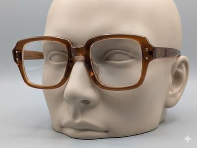 Vintage USS Ar-20 Brown Oversized Square Eyeglasses Frames Retro Optical Glasses - Image 1