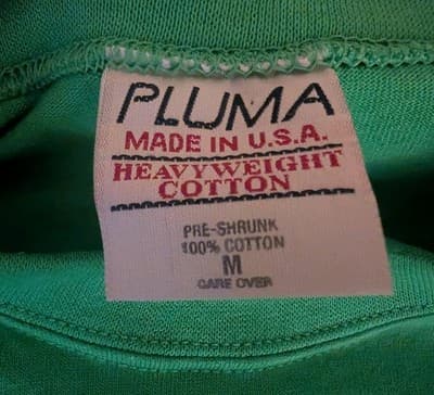 Vtg 90s Pluma Blank T Shirt Medium M Green Heavyweight Cotton Made in USA - Thumbnail 2