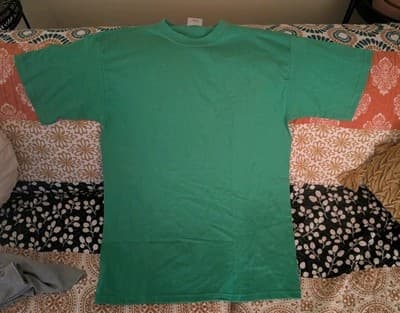 Vtg 90s Pluma Blank T Shirt Medium M Green Heavyweight Cotton Made in USA - Image 1