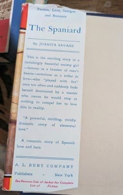 RARE 1924 The Spaniard Juanita Savage Vtg Hardcover Book w/ DJ A.L. Burt - Thumbnail 5