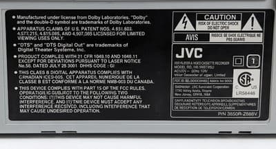 JVC HR-XVC19 DVD VCR Combo Player VHS Hi-Fi Stereo Progressive Scan - TESTED - Thumbnail 2
