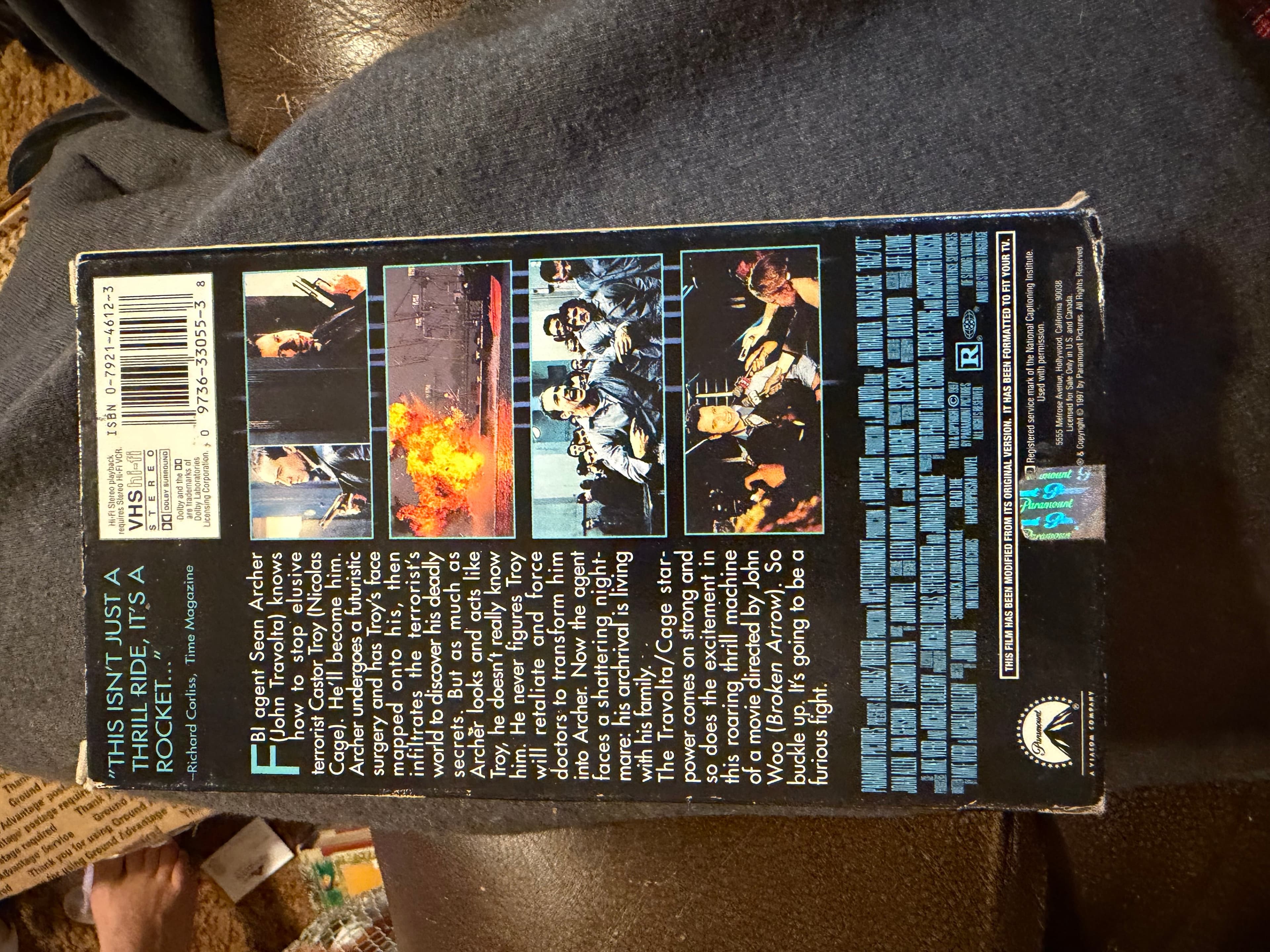 Face/Off VHS 1997 John Travolta Nicolas Cage Action Thriller - Thumbnail 2