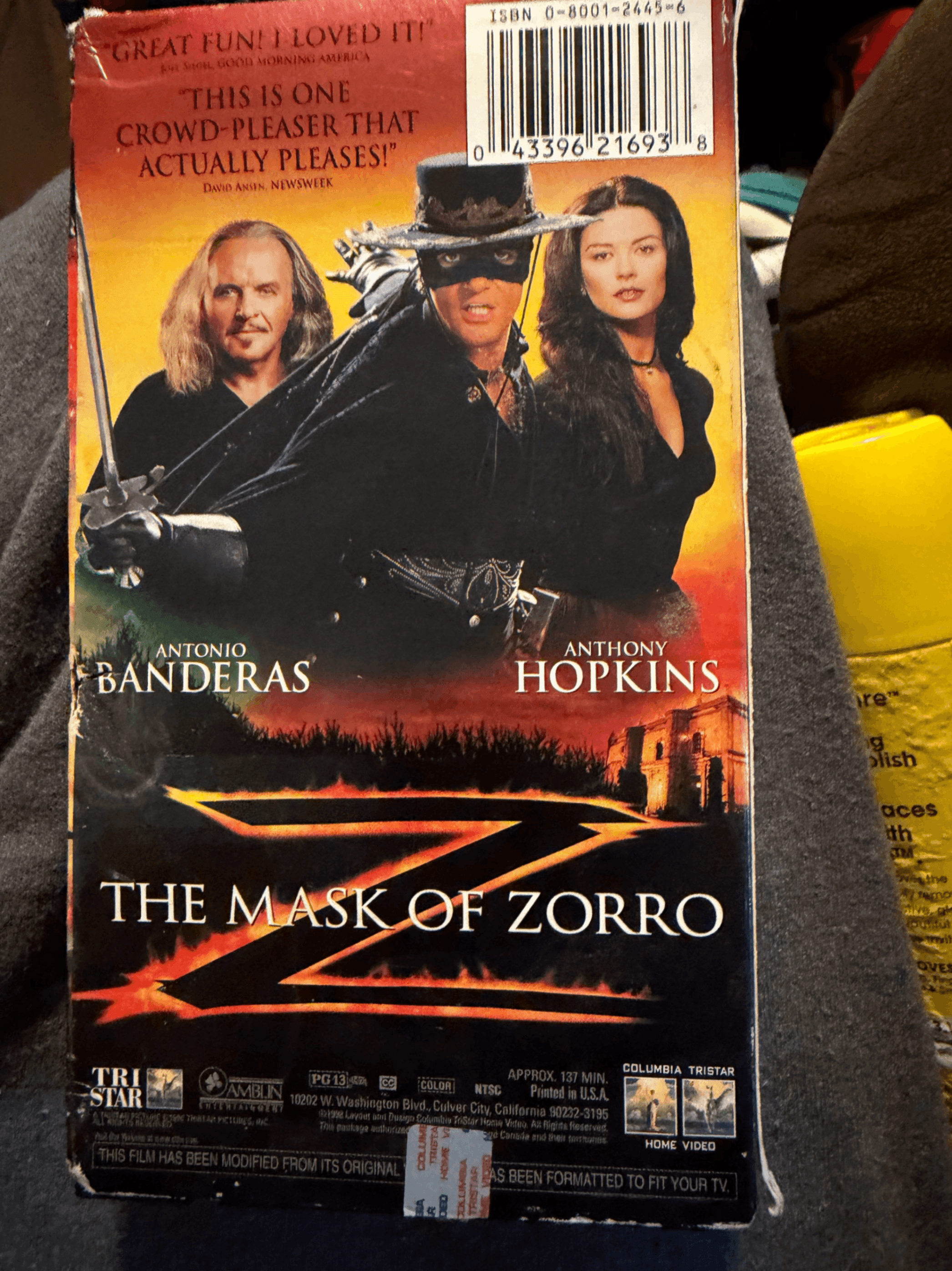 Columbia TriStar The Mask of Zorro VHS 1998 Home Video - Image 1