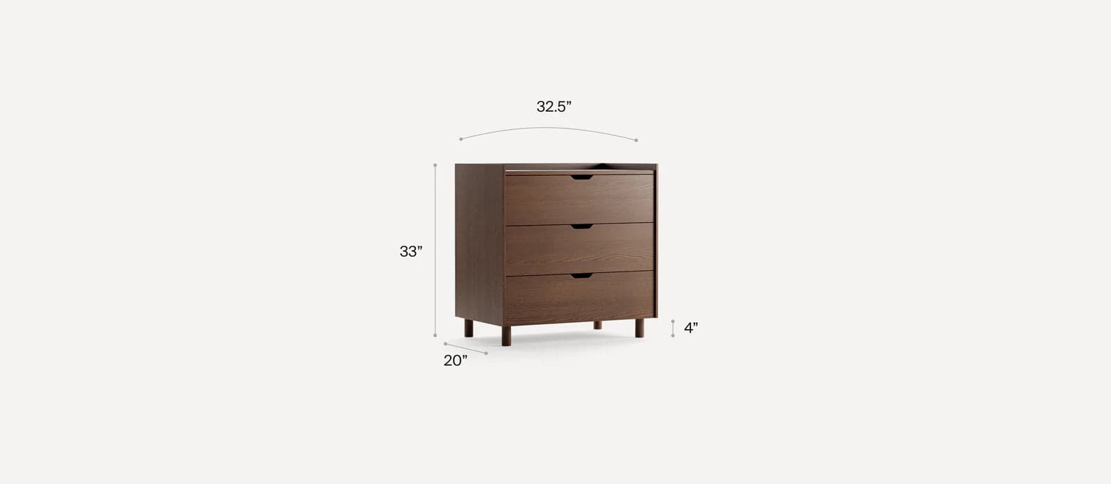Burrow Walnut The Prospect 3-Drawer Dresser FFE-1380 - Thumbnail 2