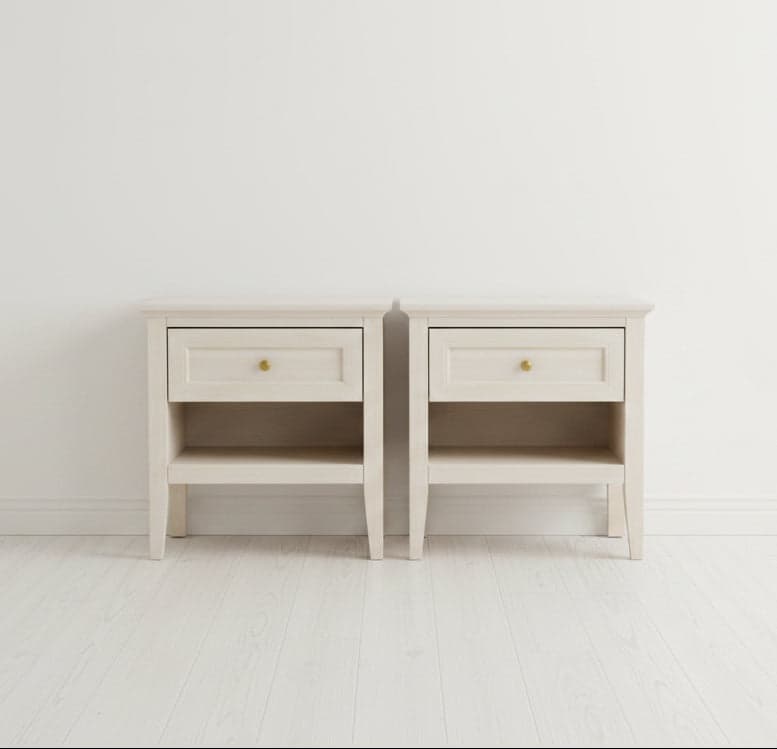 Pair (2) Safavieh Sondra 2 Drawer Nightstands - Bleached White / Gold FFE-1429 - Image 1