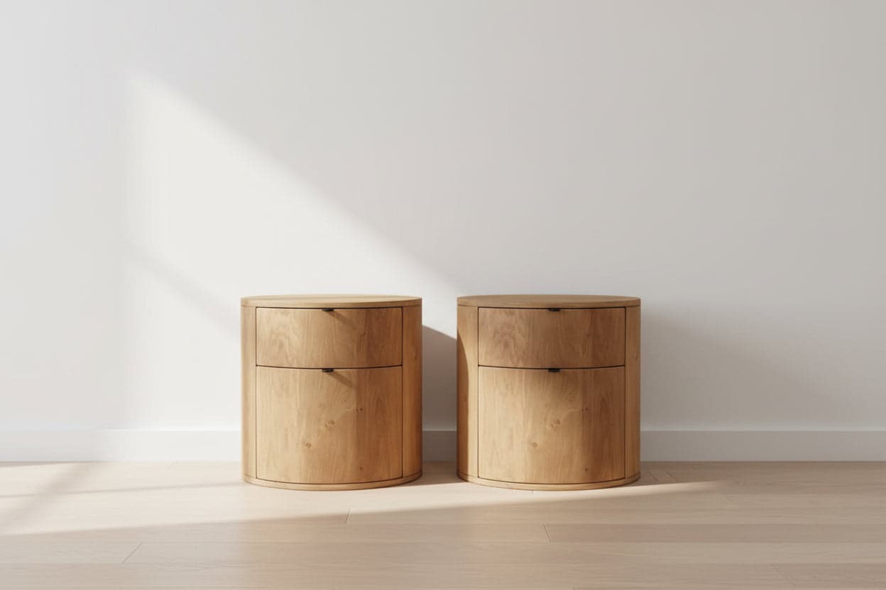 Pair (2) Moes Home Theo Two Drawer Nightstands FFE-1441 - Image 1
