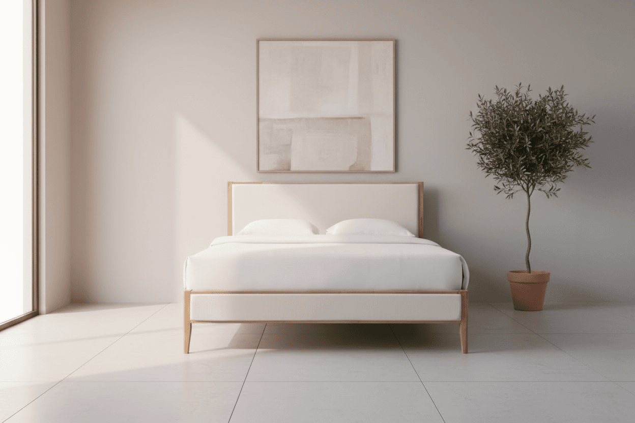 Safavieh Couture Giuliano Channel Tufted King Bed - Ivory / Natural FFE-1431 - Image 1