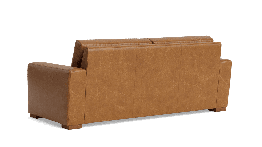 BenchMade Modern 80" Skinny Fat Caramel Brown Leather Sofa Couch (2 Avail) FFE-1390 - Thumbnail 5