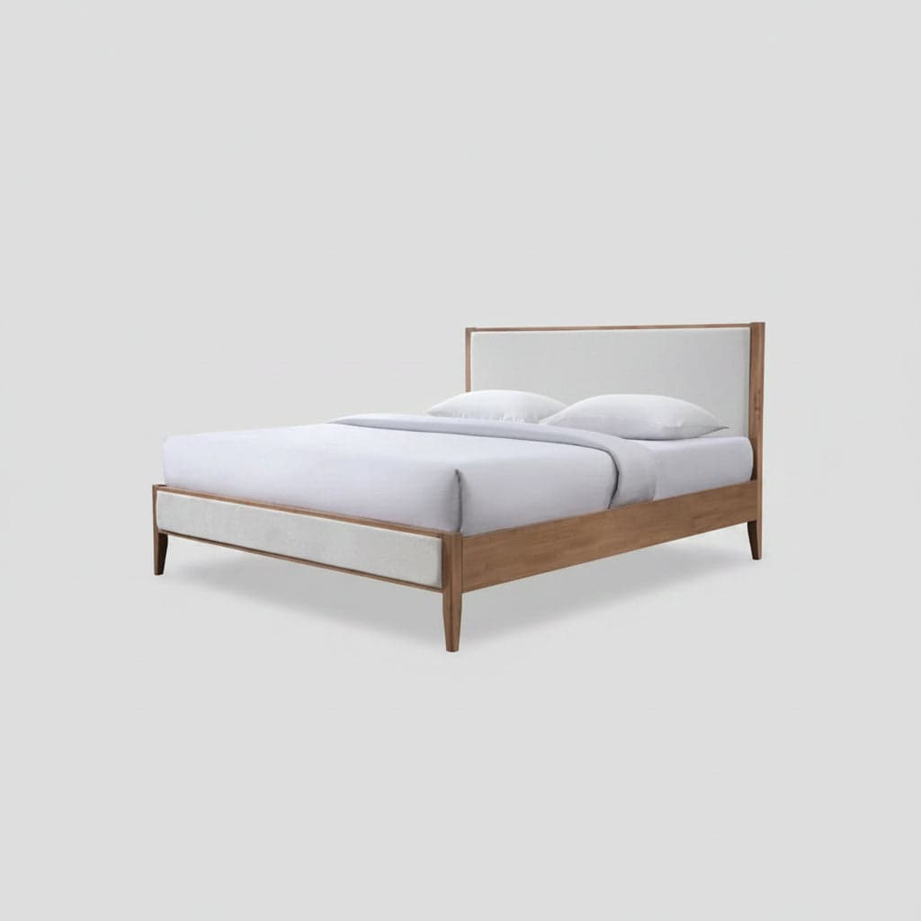 Safavieh Couture Giuliano Channel Tufted King Bed - Ivory / Natural FFE-1431 - Thumbnail 4