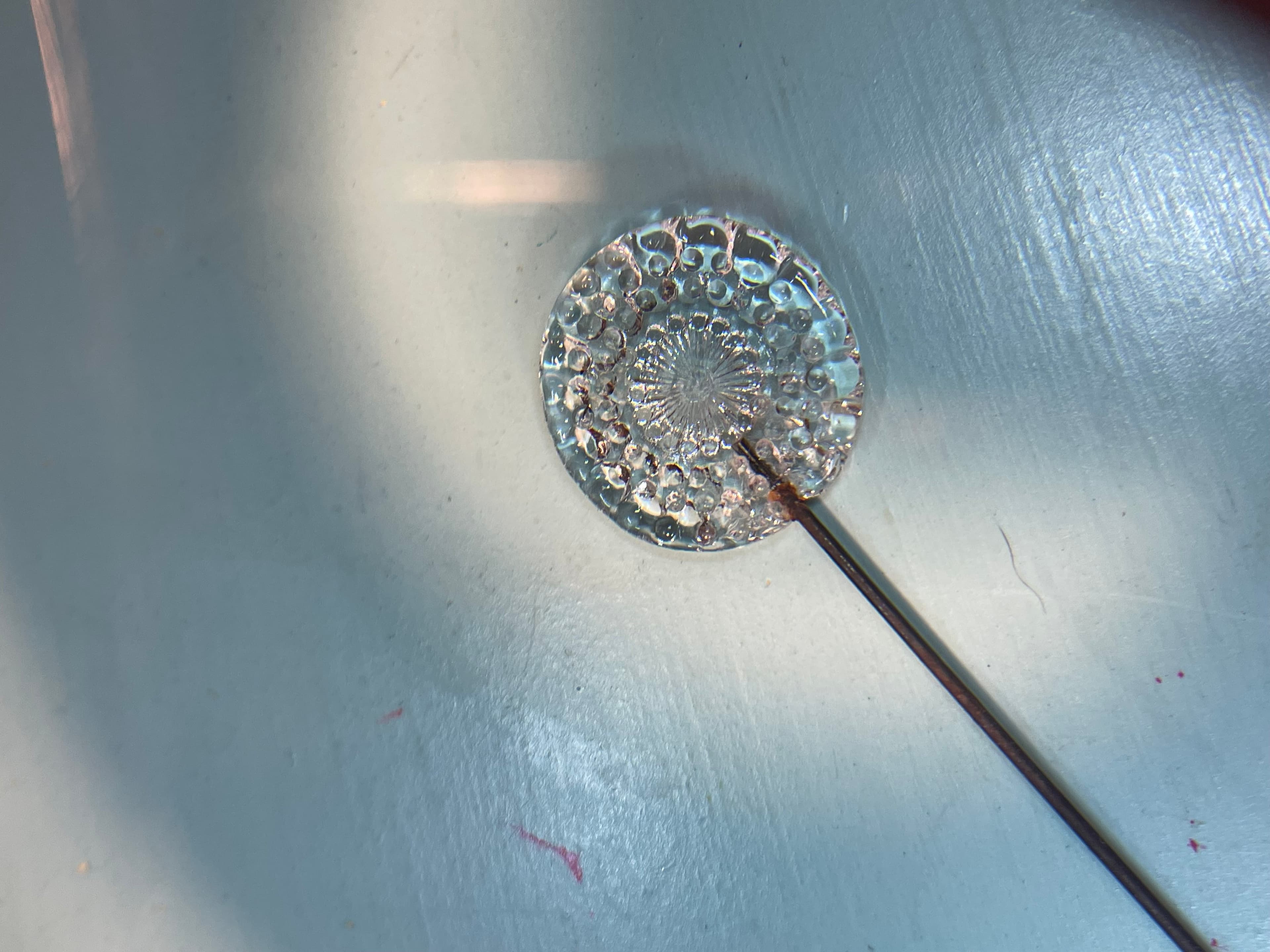 Antique Edwardian Pressed Glass Hat Pin - Thumbnail 3
