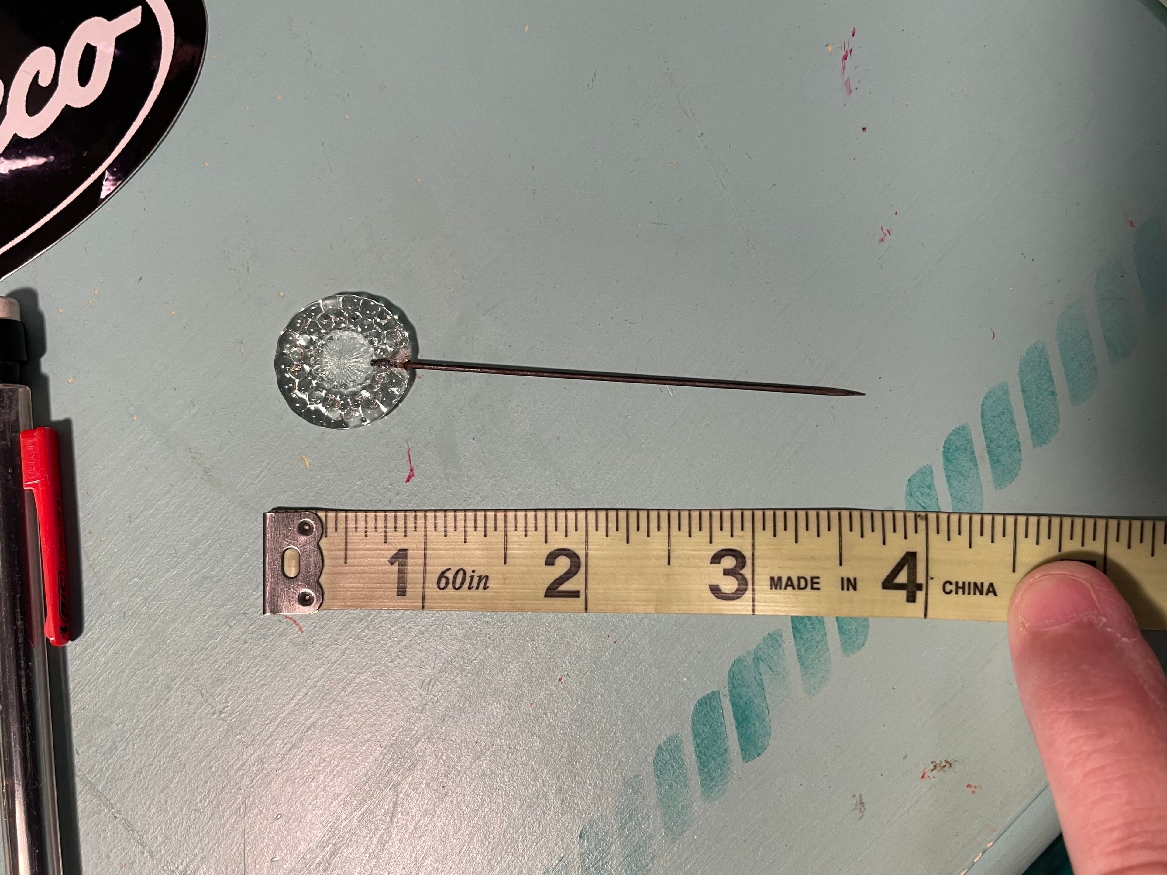 Antique Edwardian Pressed Glass Hat Pin - Thumbnail 11