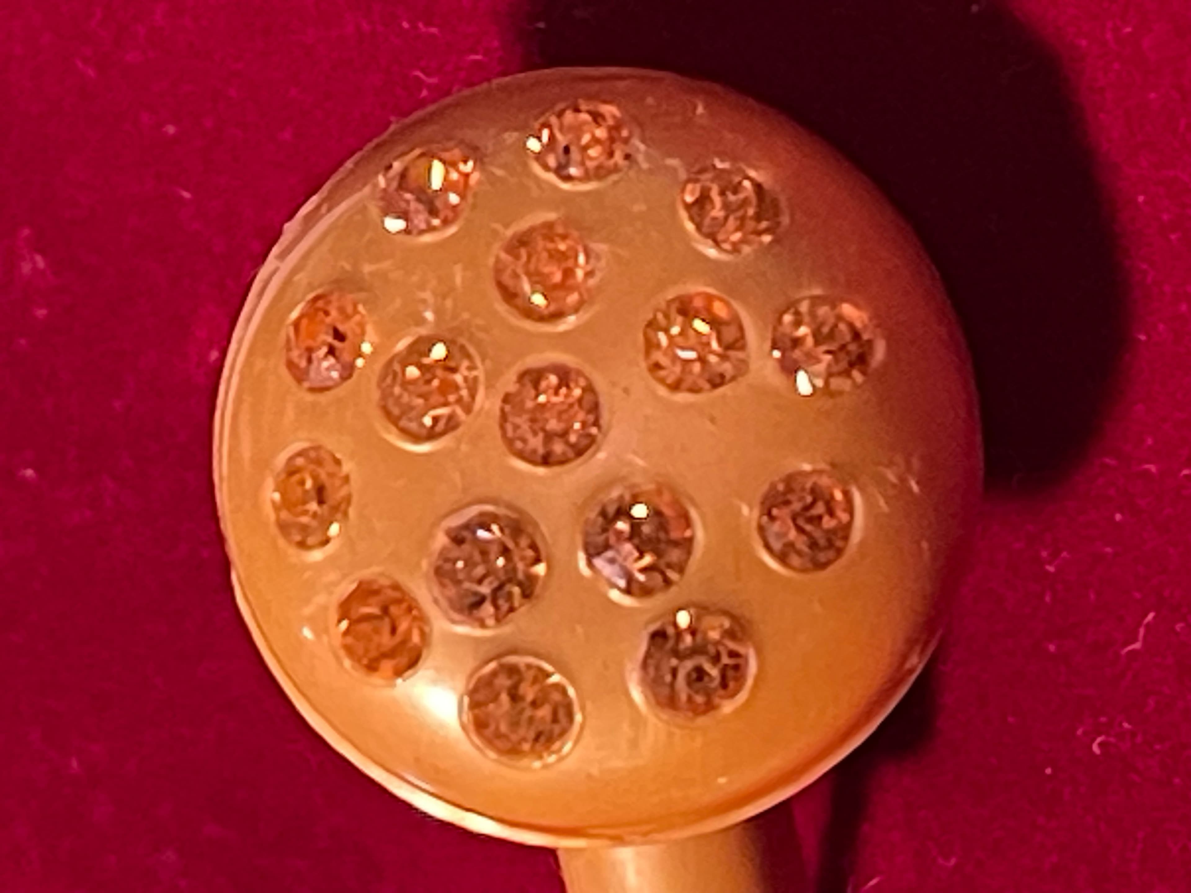 Vintage Yellow Art Deco Hatpin Featuring Rhinestones On A Spherical Top - Image 1