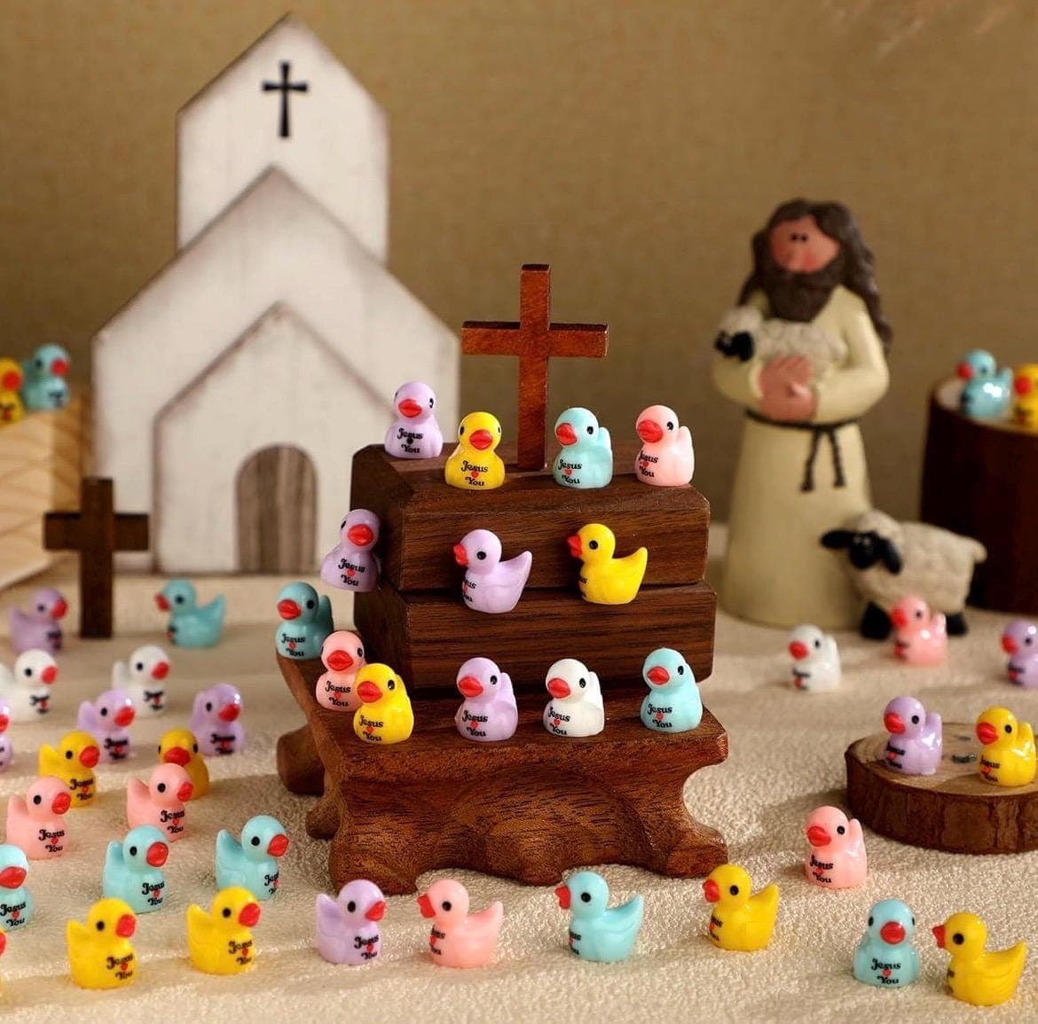10pc Mini Jesus Loves You Resin Ducks | Christian Mini Duck Figures | Religious Party Favors | Church Gifts | Cruise Ducks | Jeep Ducks - Thumbnail 5