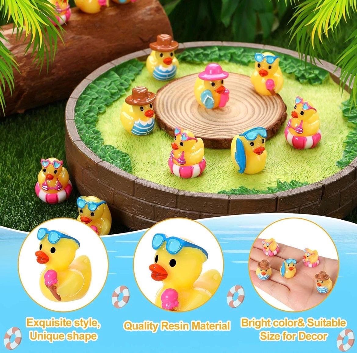 6 PCS Mini Resin Beach Ducks Set | Summer Ducks | Cruise Ducks | Jeep Ducks | Tiny Duck Figurines | Fairy Garden Decor | Pool Party Favors | - Thumbnail 6