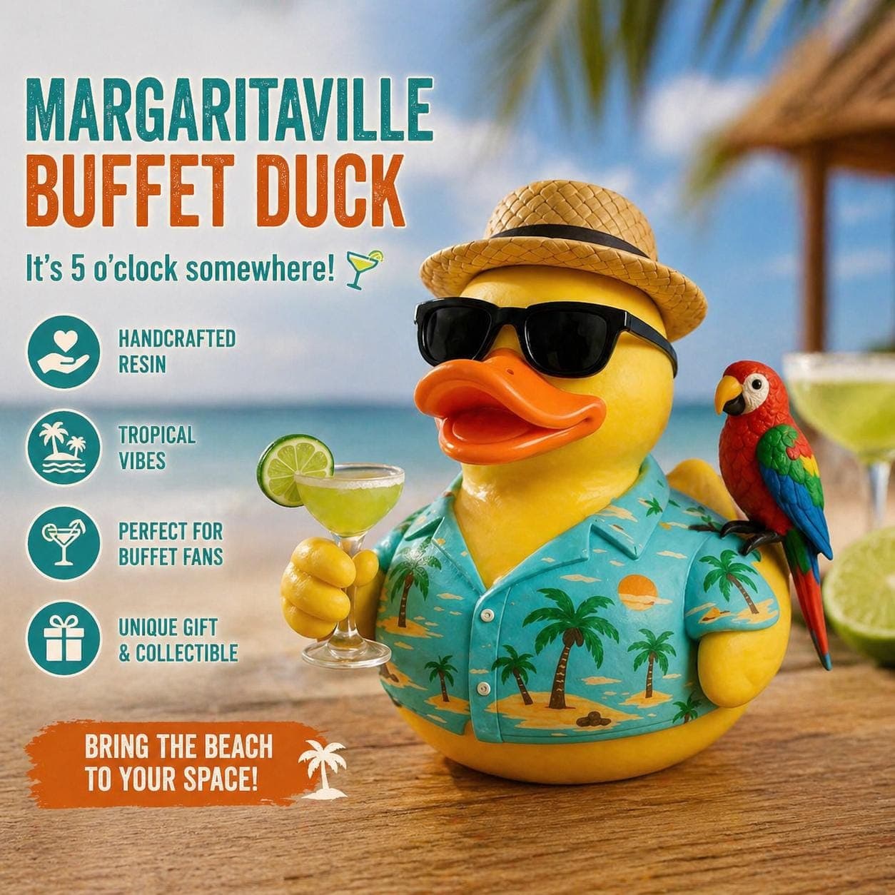 Margaritaville Duck | Tropical Cruise & Jeep Duck Gift - Image 1