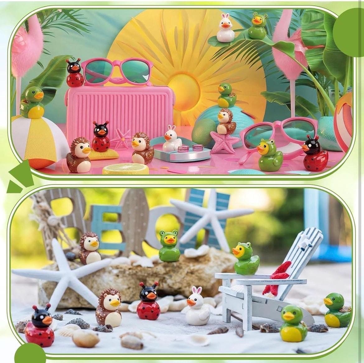 Spring Animal Duck Set – 5pcs Mini Resin Ducks, Frog Bunny Turtle Ladybug Hedgehog Ducks, Jeep Ducks, Cruise Ducks, Fairy Garden Decor - Thumbnail 5