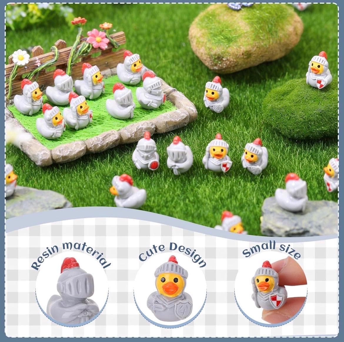 8pc Medieval Knight Mini Resin Ducks Set, Tiny Knight Duck Figures, Cruise Ducks, Jeep Ducks, Carnival Party Favors, Fantasy Duck Toys - Thumbnail 3