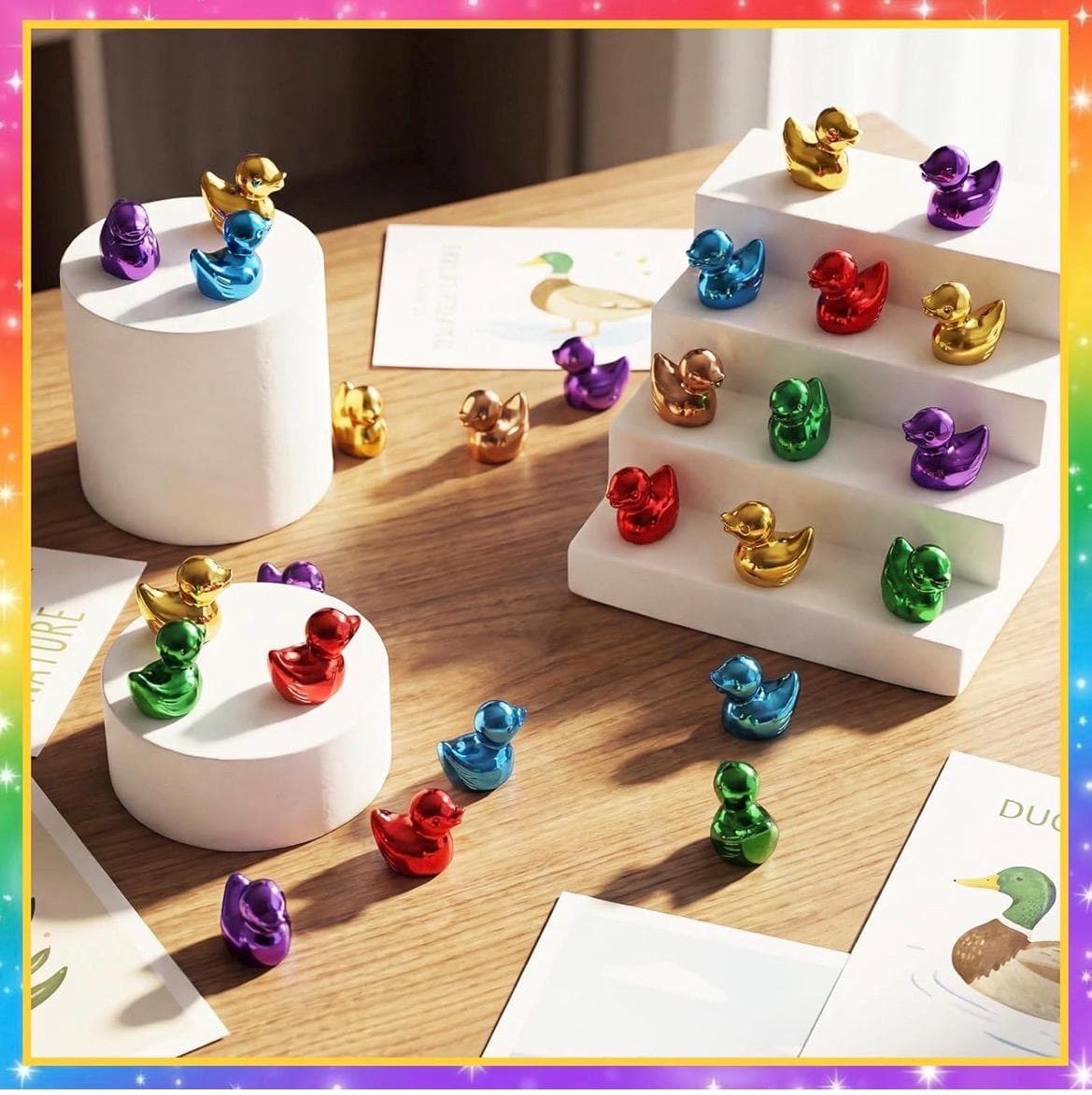 12pc Mini Metallic Resin Ducks Rainbow Set – Colorful Tiny Duck Figures for Fairy Garden, Aquarium, Party Favors, Cruise Ducks, Jeep Ducks - Thumbnail 6