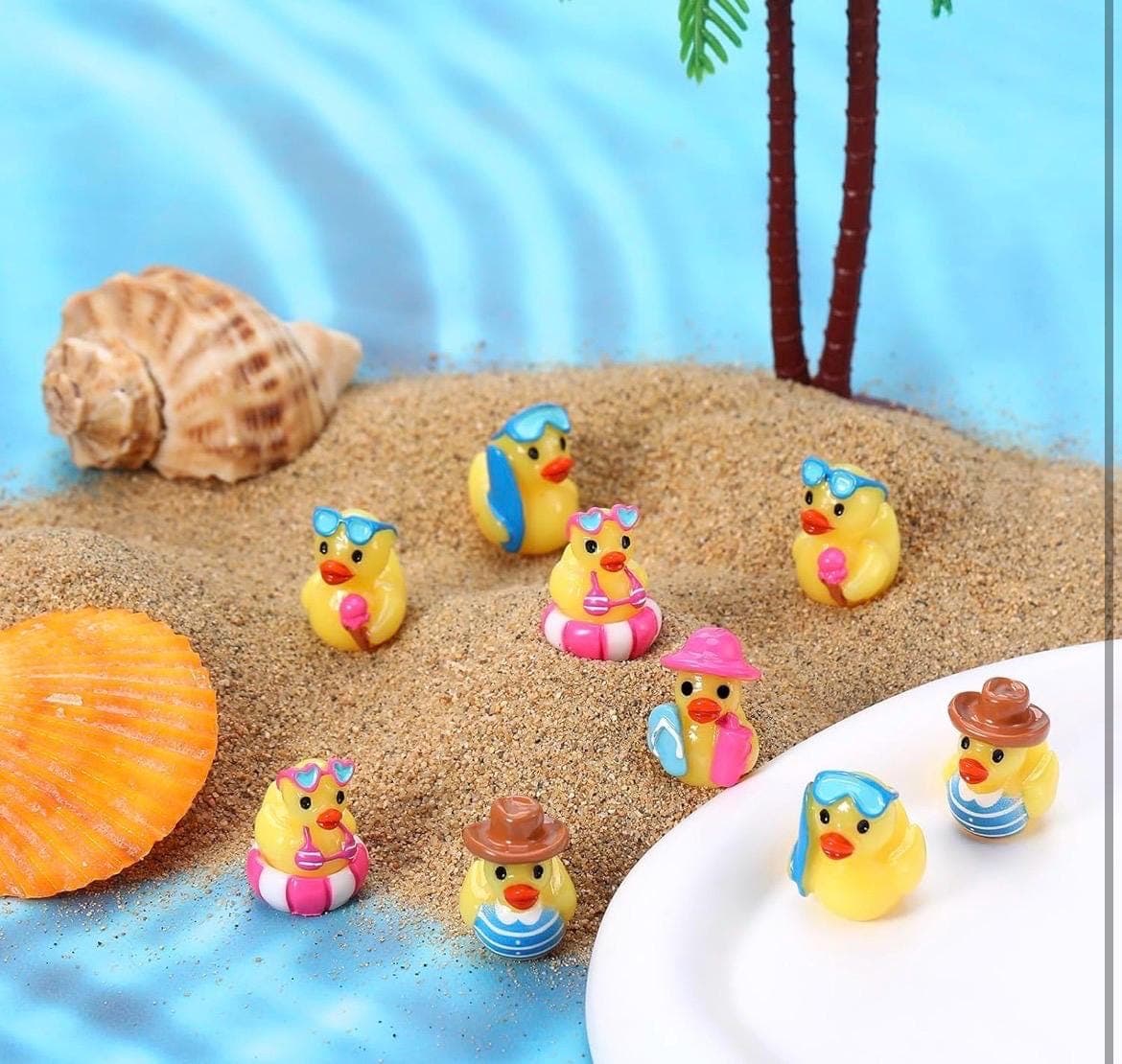 6 PCS Mini Resin Beach Ducks Set | Summer Ducks | Cruise Ducks | Jeep Ducks | Tiny Duck Figurines | Fairy Garden Decor | Pool Party Favors | - Thumbnail 5