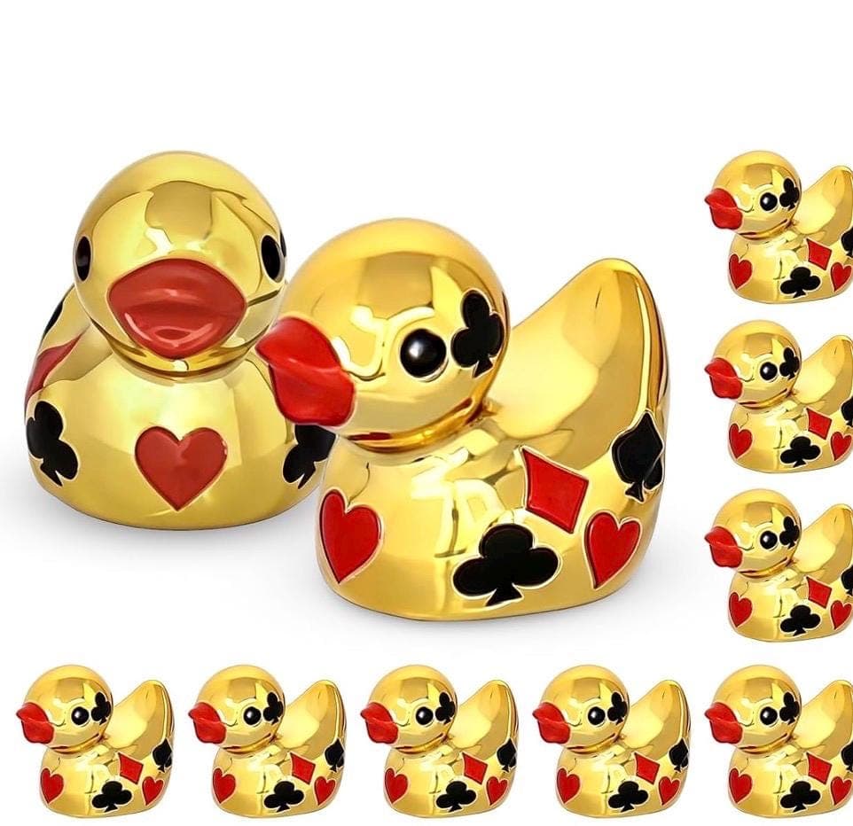 Set of 10 Gold Poker Ducks | Card Suit Resin Miniatures (Casino Party Favors) - Thumbnail 3