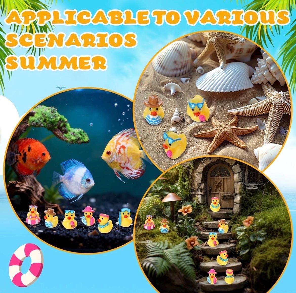 6 PCS Mini Resin Beach Ducks Set | Summer Ducks | Cruise Ducks | Jeep Ducks | Tiny Duck Figurines | Fairy Garden Decor | Pool Party Favors | - Thumbnail 8