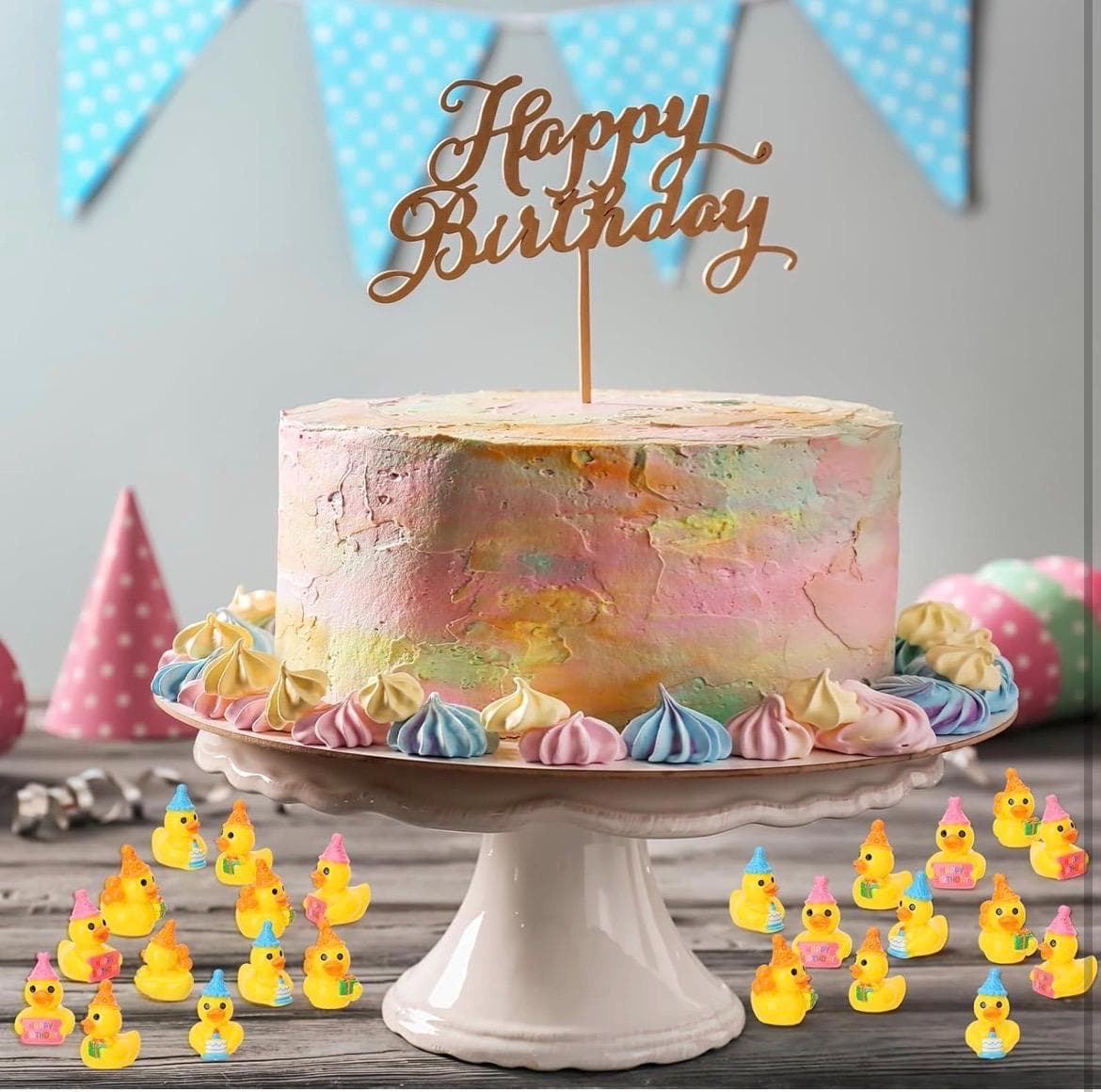 6 Pc Birthday Ducks Mini Resin Duck Set, Tiny Birthday Party Ducks, Small Ducky Figurines for Cake Toppers, Jeep Ducks, Cruise Ducks, Party - Thumbnail 7
