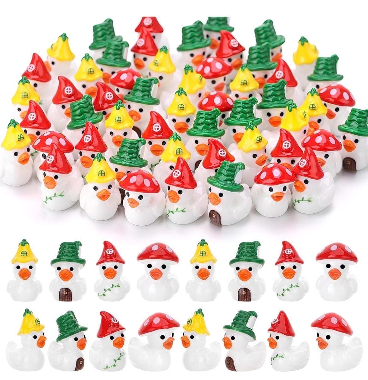 Mini Mushroom Duck Set – 8pcs Resin Ducks, Fairy Garden Decor, Cottagecore Ducks, Jeep Ducks, Cruise Ducks, DIY Craft Accessories - Thumbnail 3