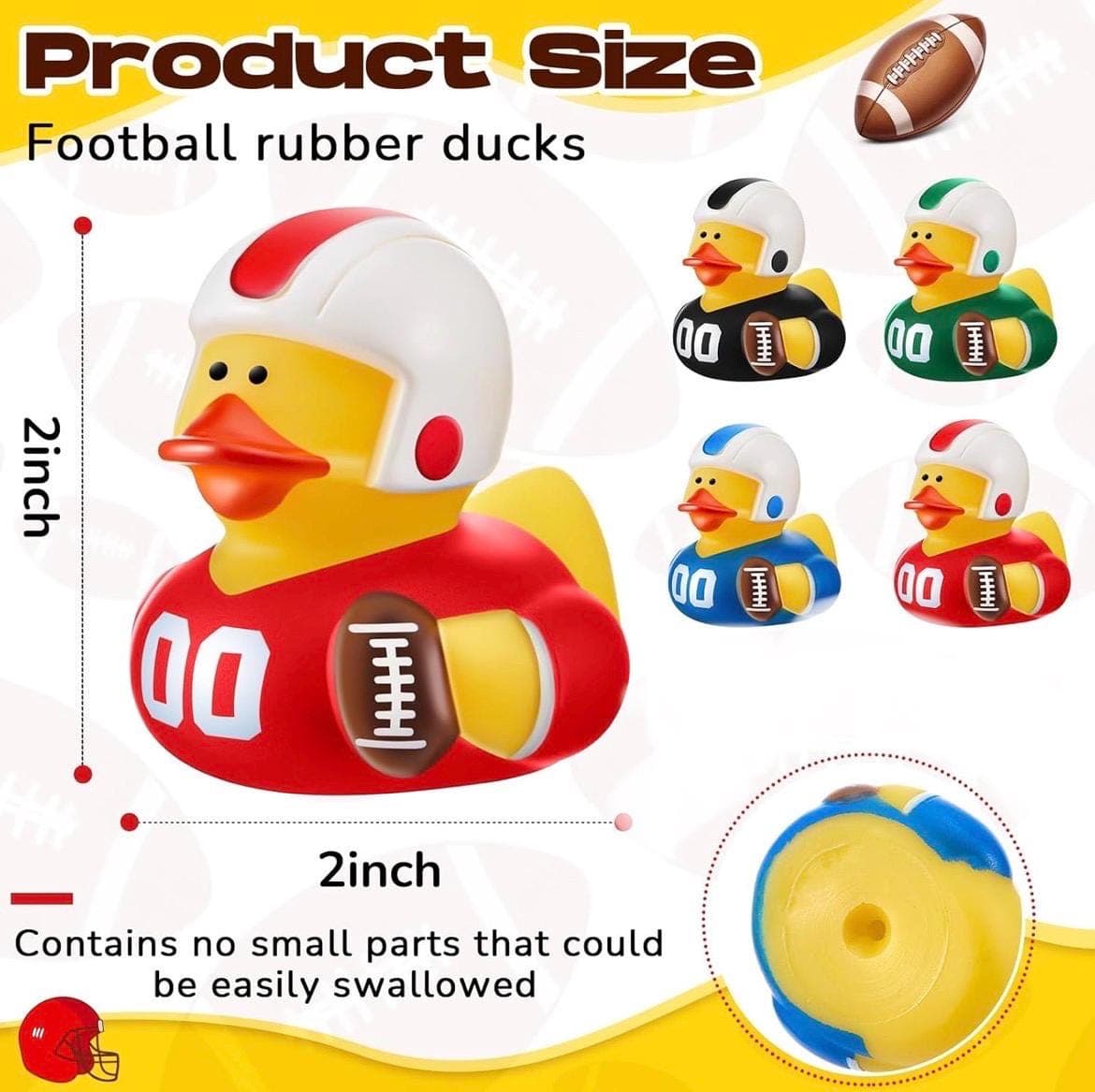 8pc Football Rubber Duck Set – 2” Sports Ducks - Thumbnail 2